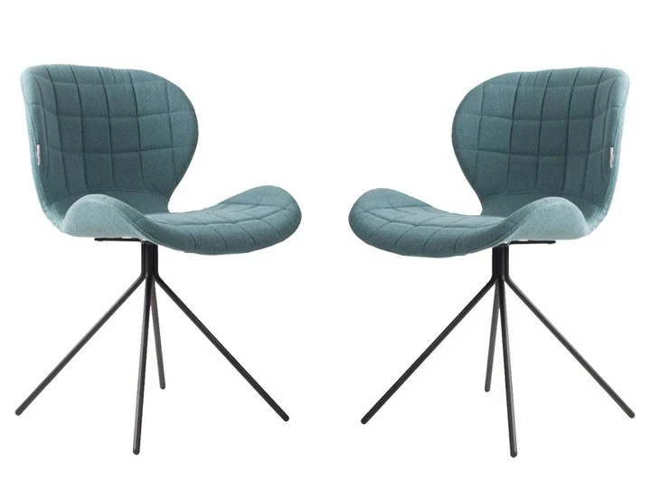 2er Set, Stuhl gepolstert, Esszimmerstuhl Farbe Blau