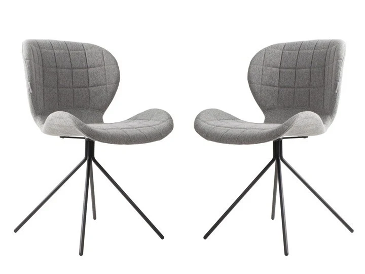 2er Set, Stuhl gepolstert, Esszimmerstuhl Farbe Grau