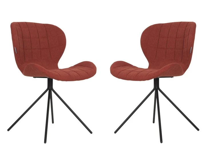 2er Set, Stuhl gepolstert, Esszimmerstuhl Farbe Orange