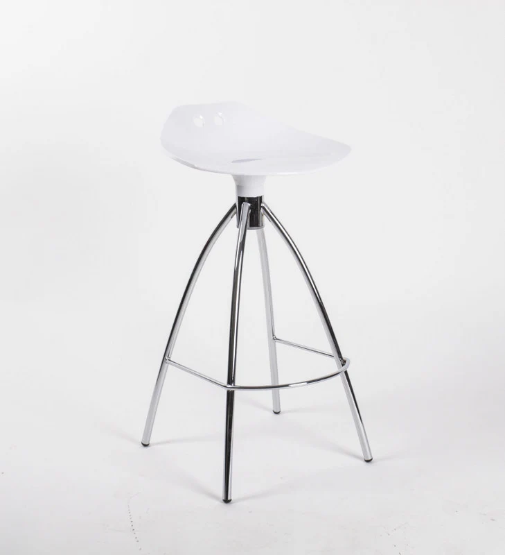 Design Bar-Tresenhocker, Farbe Weiß - Chrom, Sitzhöhe 65 cm