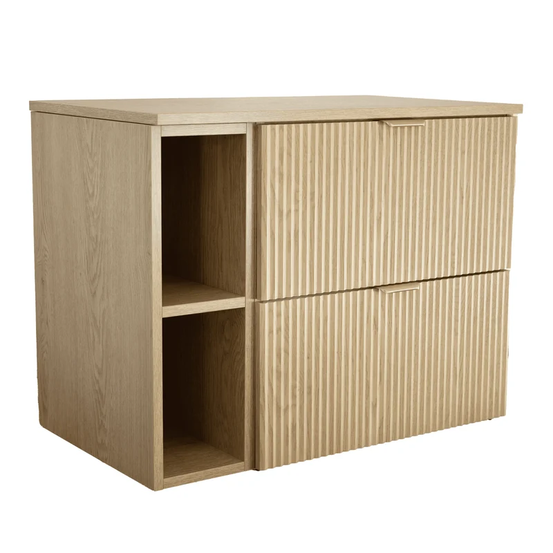 Waschtischunterschrank 80 cm mit Regal Willy - Eiche Cremona
