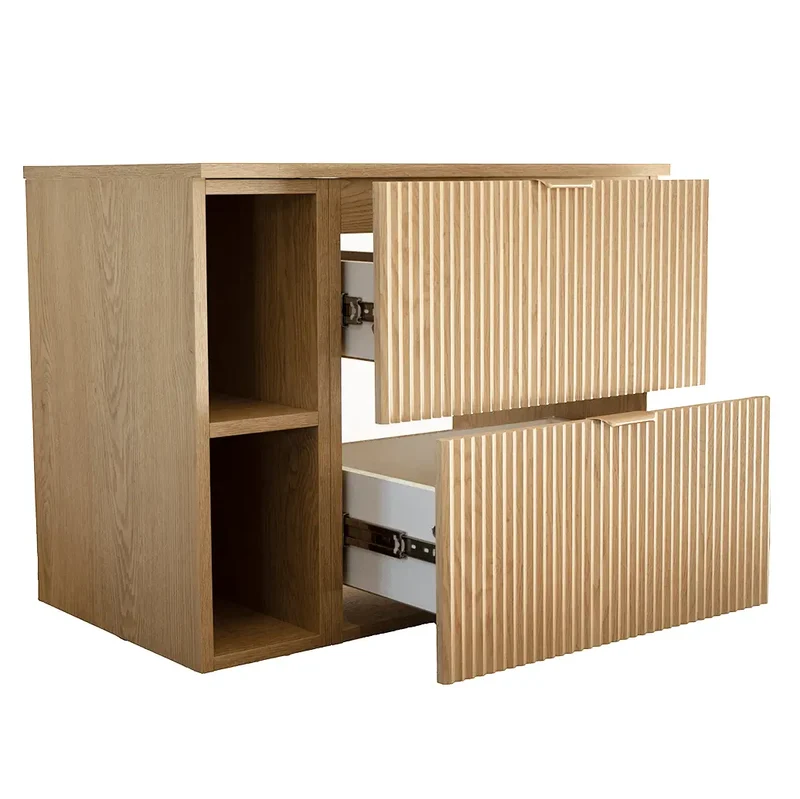 Waschtischunterschrank 80 cm mit Regal Willy - Eiche Cremona
