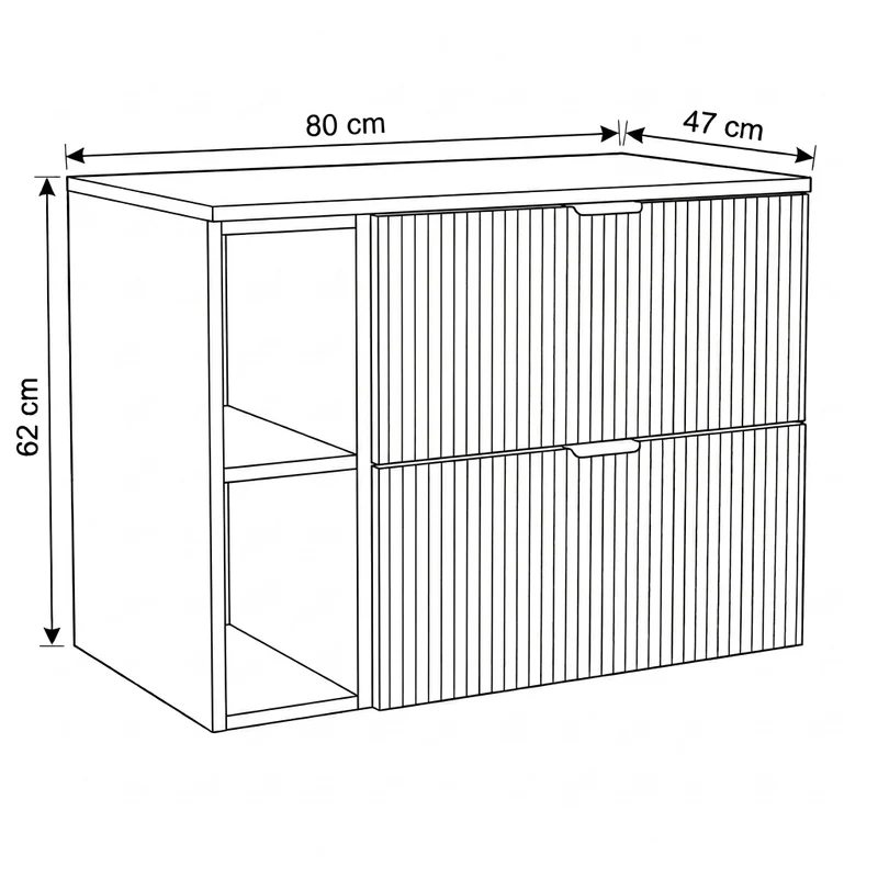 Waschtischunterschrank 80 cm mit Regal Willy - Eiche Cremona