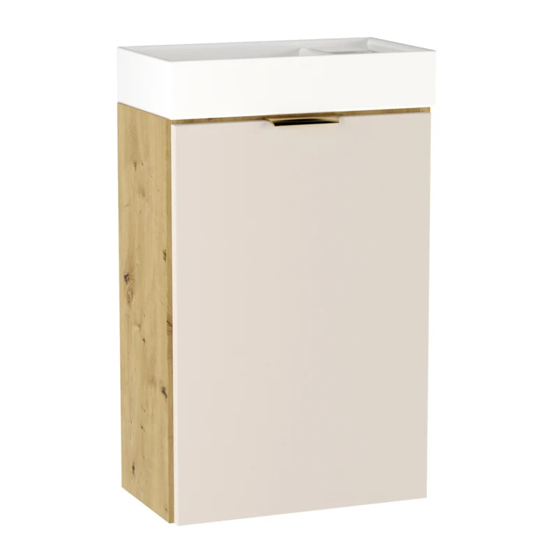 Waschtischunterschrank 40 cm mit Waschbecken Orio - Kaschmir/Eiche artisan