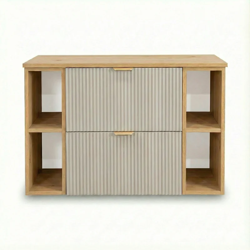 Waschtischunterschrank 100 cm mit 2 Regale Willy - Kaschmir/Walnuss