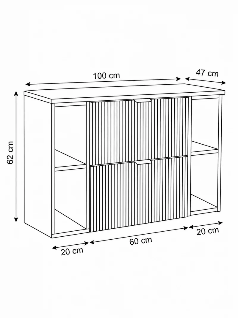 Waschtischunterschrank 100 cm mit 2 Regale Willy - Schwarz/Walnuss