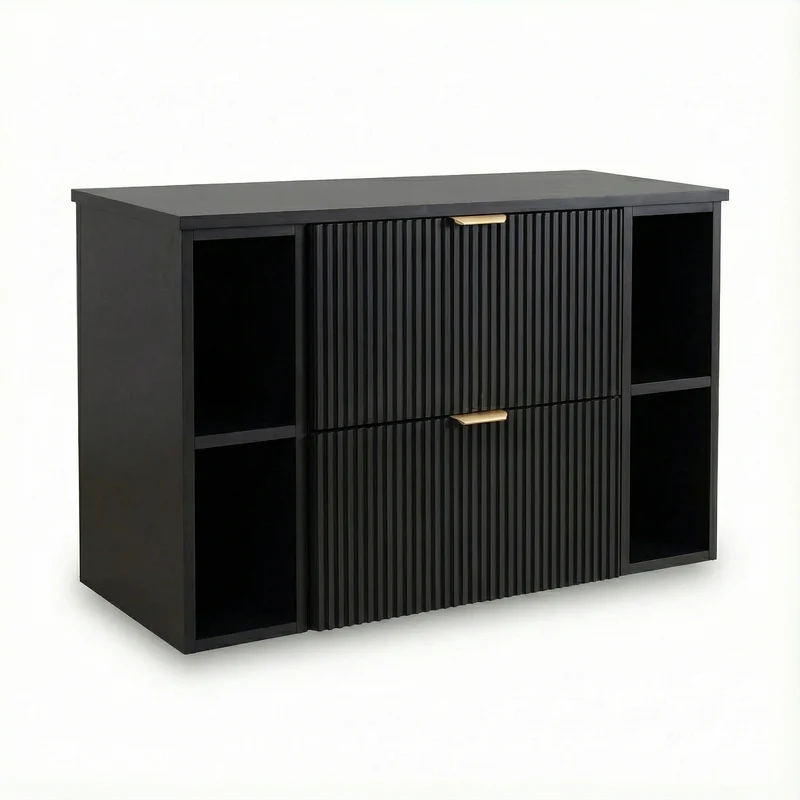 Waschtischunterschrank 100 cm mit 2 Regale Willy - Schwarz