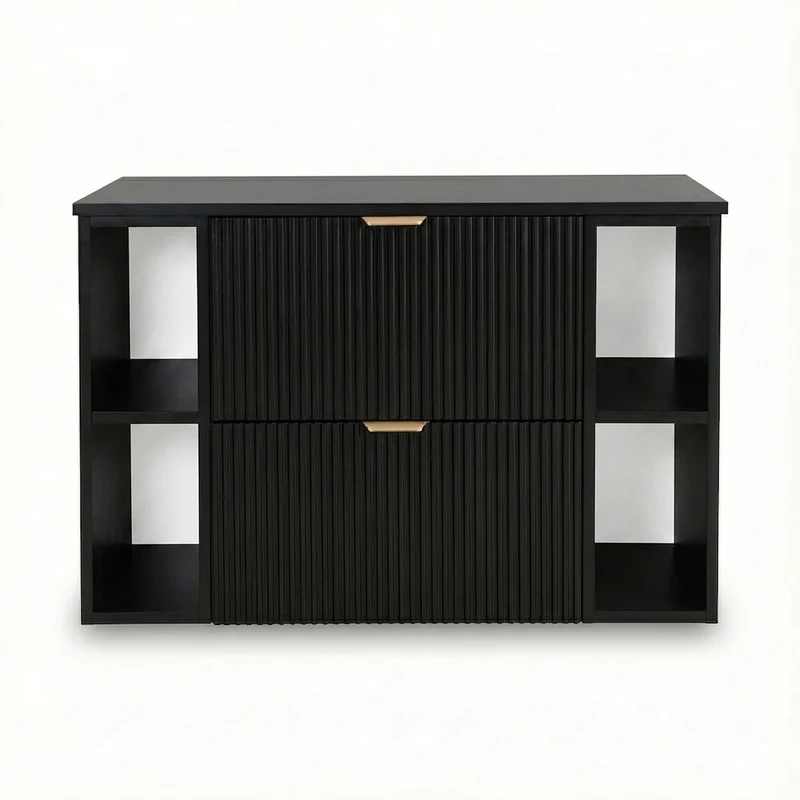 Waschtischunterschrank 100 cm mit 2 Regale Willy - Schwarz