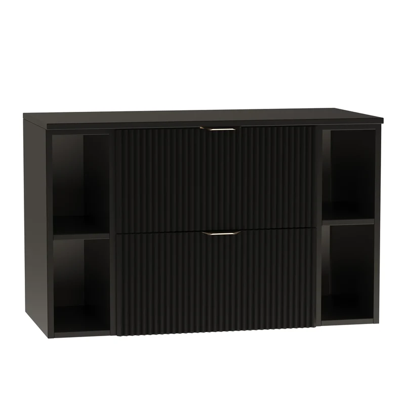 Waschtischunterschrank 100 cm mit 2 Regale Willy - Schwarz