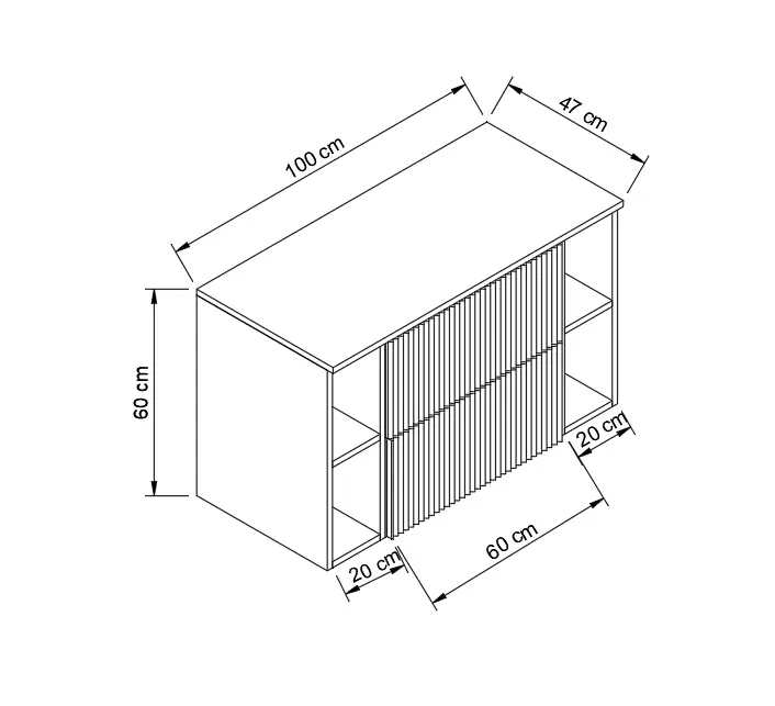 Waschtischunterschrank 100 cm mit 2 Regale Willy - Schwarz