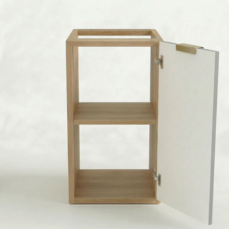 Badezimmerschrank 30 cm, geriffelte Fronten, 1 Tür Willy - Kaschmir/Walnuss