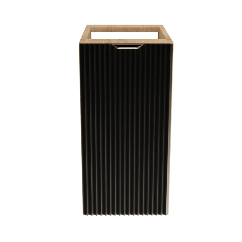 Badezimmerschrank 30 cm, geriffelte Fronten, 1 Tür Willy - Schwarz/Walnuss