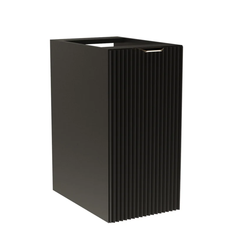 Badezimmerschrank 30 cm, geriffelte Fronten, 1 Tür Willy - Schwarz