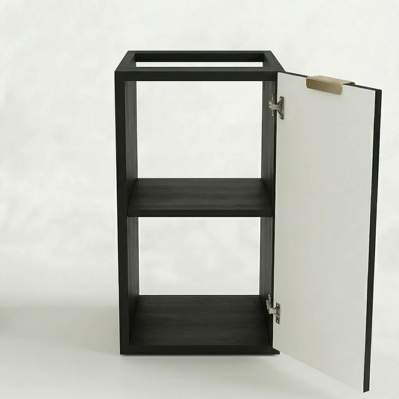Badezimmerschrank 30 cm, geriffelte Fronten, 1 Tür Willy - Schwarz