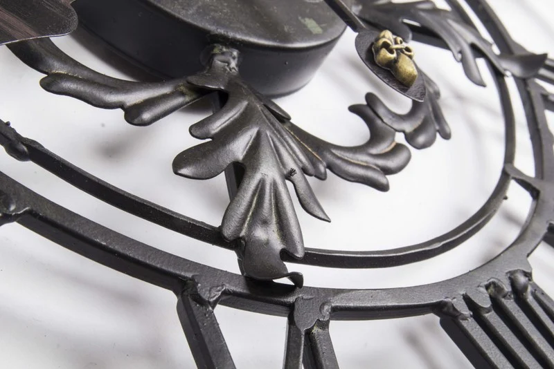 Wanduhr Metall im Landhausstil, Uhr schwarz vintage, Ø 102 cm