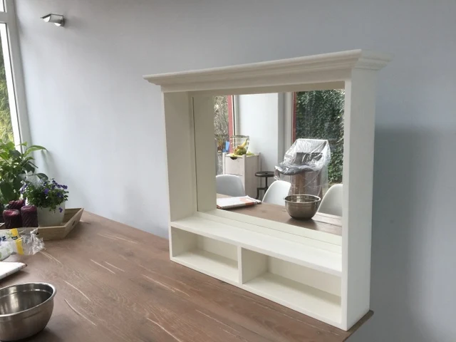 Spiegel weiß Massivholz, Spiegel im Landhausstil, Maße 93x80 cm