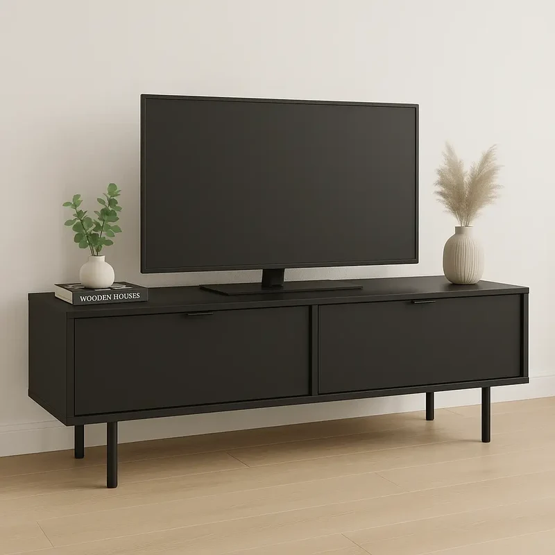 TV Schrank 140 cm mit Beinen Aura - Schwarz