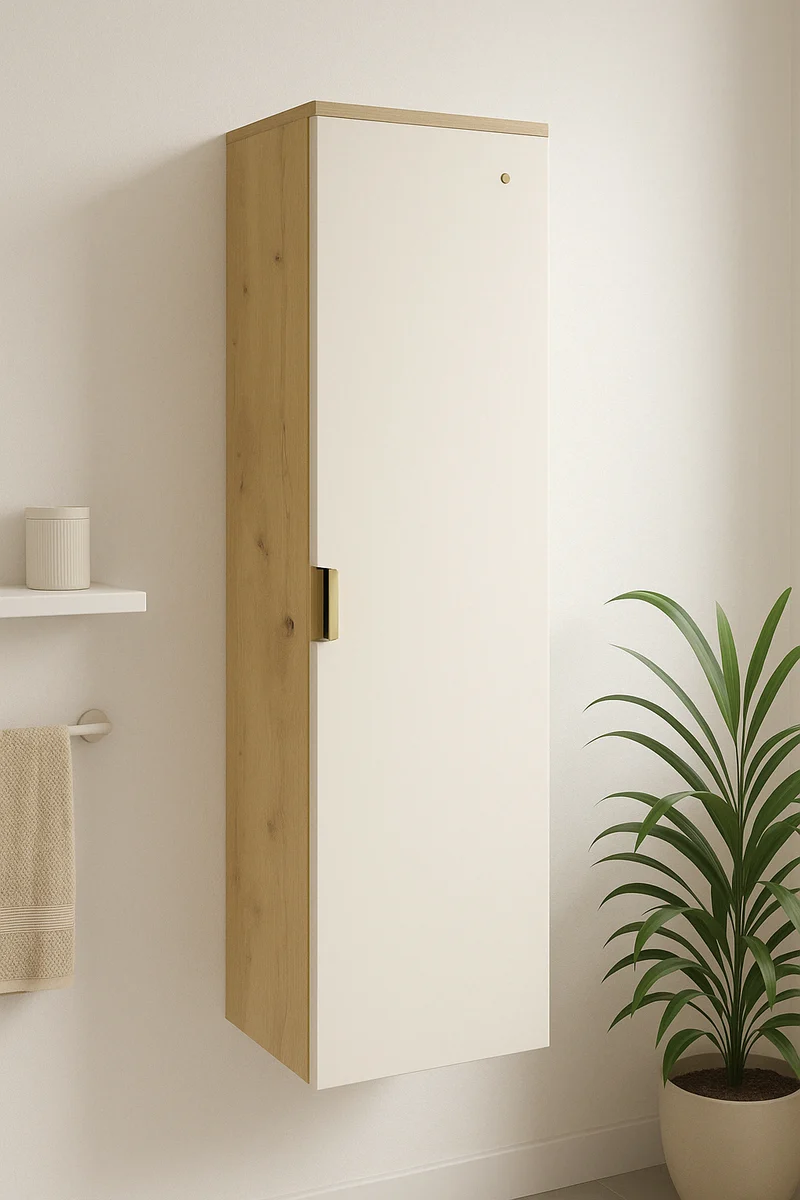 Bad Hochschrank 120 cm Orio - Kaschmir/Eiche artisan