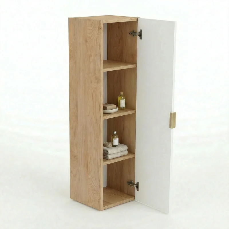 Bad Hochschrank 120 cm Willy - Weiß/Walnuss