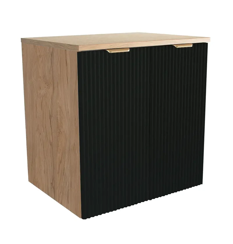 Waschtischunterschrank 60 cm mit Türen Willy - Schwarz/Walnuss
