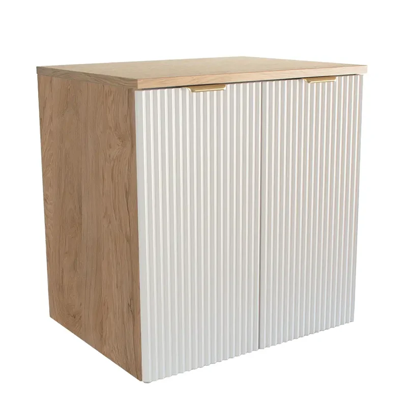 Waschtischunterschrank 60 cm mit Türen Willy - Weiß/Walnuss