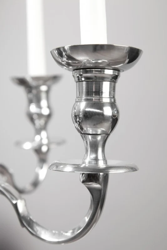 Kerzenständer Silber 5-armig, Kerzenhalter aus Aluminium, Höhe 80 cm