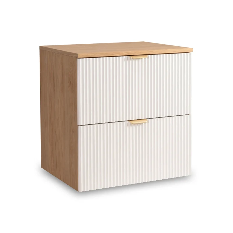 Waschtischunterschrank mit 2 Schubladen 60 cm Willy - Weiß/Walnuss