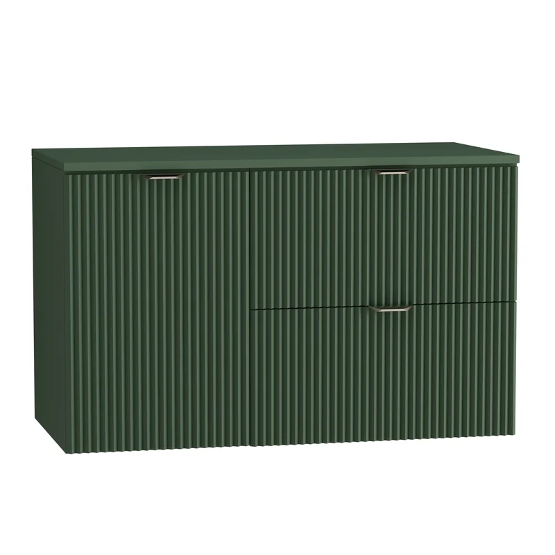 Waschtischunterschrank 100 cm mit Wäschekorb Willy - Salbei