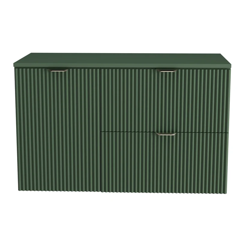 Waschtischunterschrank 100 cm mit Wäschekorb Willy - Salbei