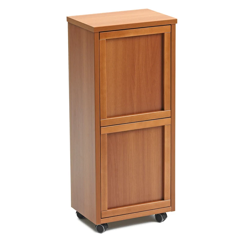 ARIT MADERA 2 - Küchenwagen, mit 2 Mülleimer, Mülleimer Küche, Küchenrollwagen, mit 2 herausnehmbare 12 L Abfalleimer, Küchenwagen holz, Kirsche