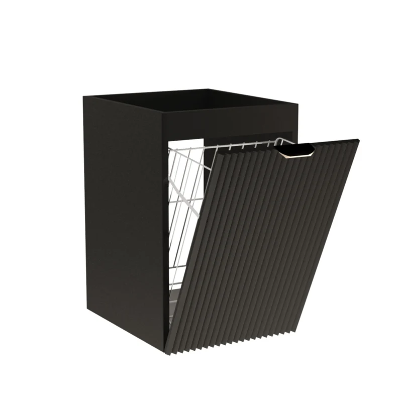 Badezimmerschrank 40 cm mit Wäschekorb Willy - Schwarz