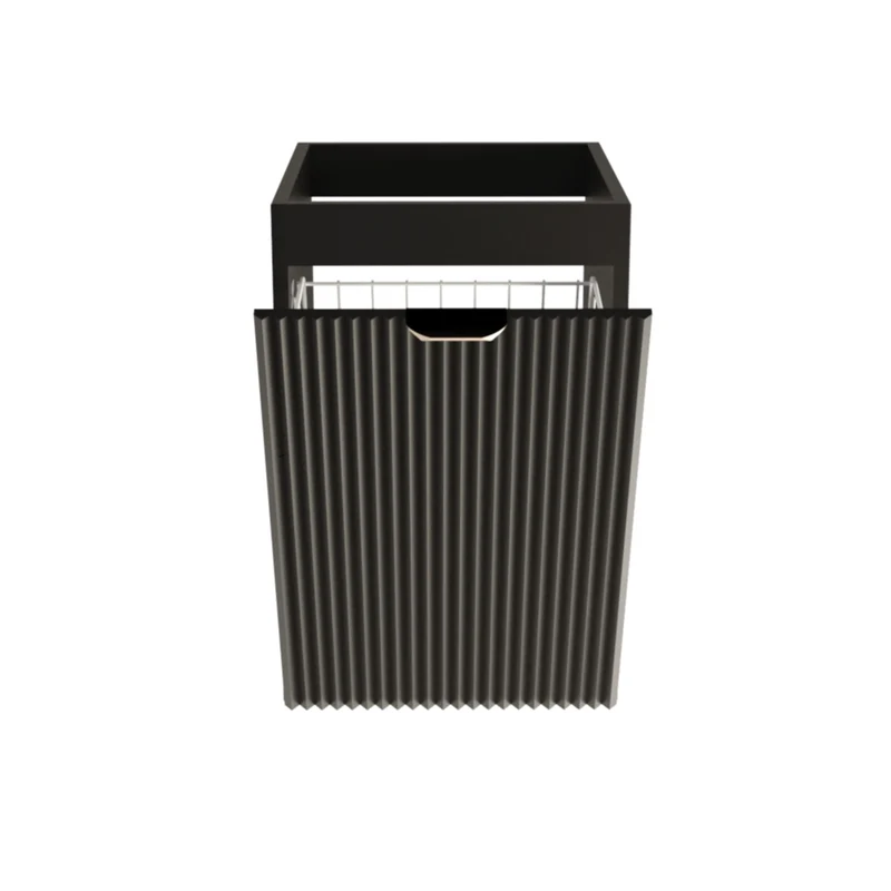 Badezimmerschrank 40 cm mit Wäschekorb Willy - Schwarz