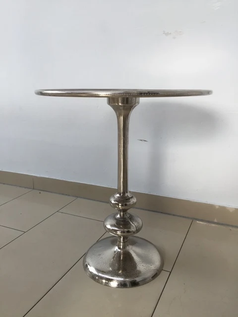 Couchtisch Metall, Beistelltisch Farbe Silber, Durchmesser 50 cm