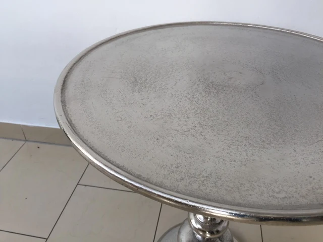 Couchtisch Metall, Beistelltisch Farbe Silber, Durchmesser 50 cm
