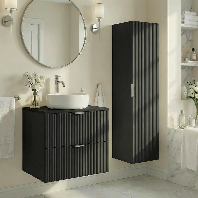 Bad Hochschrank 120 cm Willy - Schwarz
