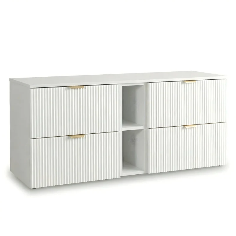 Waschtischunterschrank 140 cm mit Regal Willy - Weiß