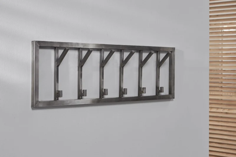 Wandgarderobe Edelstahl, Garderobe grau Metall, Breite 100 cm