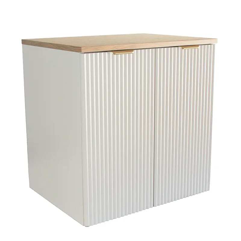 Waschtischunterschrank 60 cm mit Türen Willy - Weiß, Walnussplatte