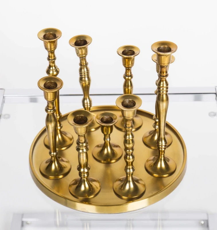 Kerzenständer 9-armig, Farbe Gold, Kerzenhalter aus Aluminium, Ø 30 cm