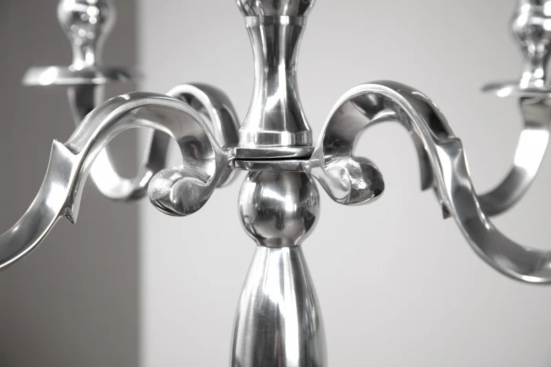 Kerzenständer Silber 5-armig, Kerzenhalter aus Aluminium, Höhe 120 cm
