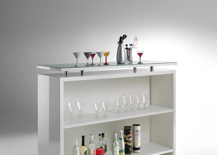 Office Bartheke, Bar Hochglanz lackiert, Farbe Weiß