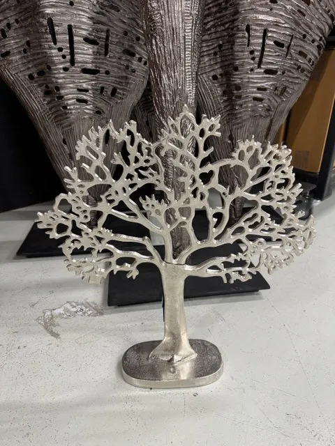 Dekobaum Silber, Baum aus Aluminium als Dekoration, Höhe 60 cm