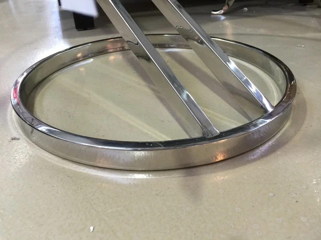 Couchtisch Silber Glas-Metall, Tisch verchromt aus Metall und Glas, Durchmesser 100 cm