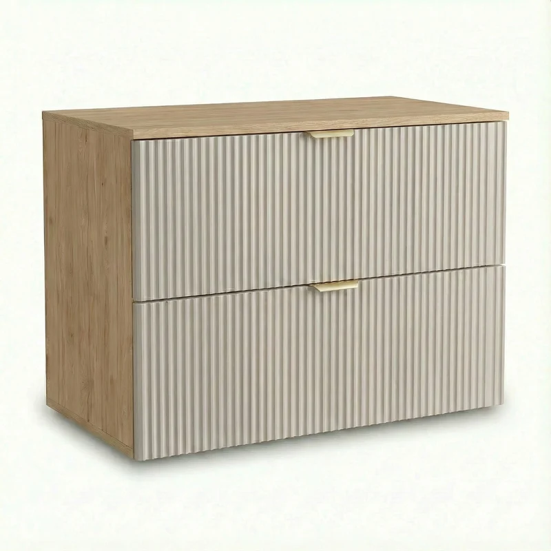 Waschtischunterschrank mit 2 Schubladen 80 cm Willy - Kaschmir/Walnuss