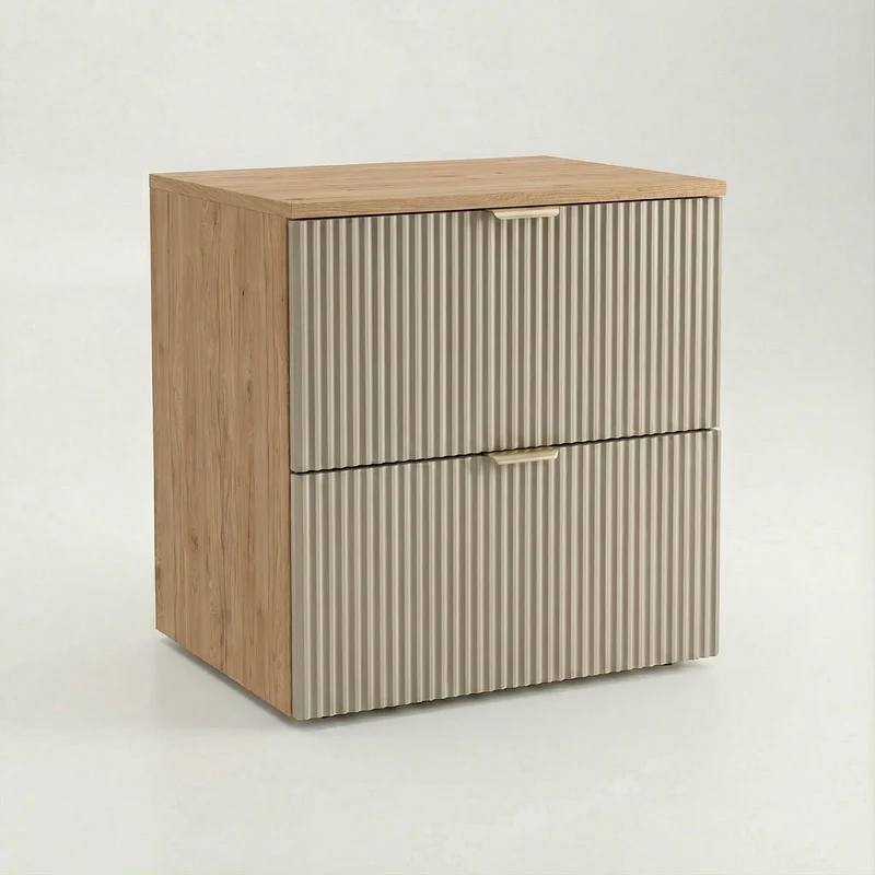 Waschtischunterschrank mit 2 Schubladen 60 cm Willy - Kaschmir/Walnuss