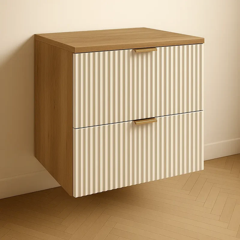 Waschtischunterschrank mit 2 Schubladen 60 cm Willy - Kaschmir/Walnuss