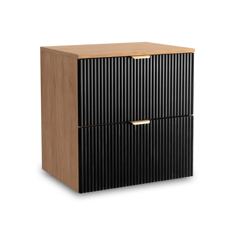 Waschtischunterschrank mit 2 Schubladen 60 cm Willy - Schwarz/Walnuss