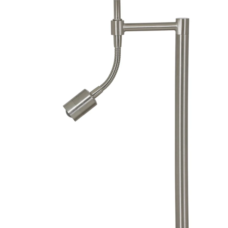 Stehleuchte Silber, Lampenfuß Silber satiniert mit LED Leselampe, Stehlampe Silber satiniert, Höhe 138 cm