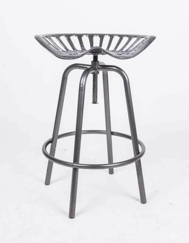 Barstuhl Metall grau Traktorsitz, Barhocker grau Metall