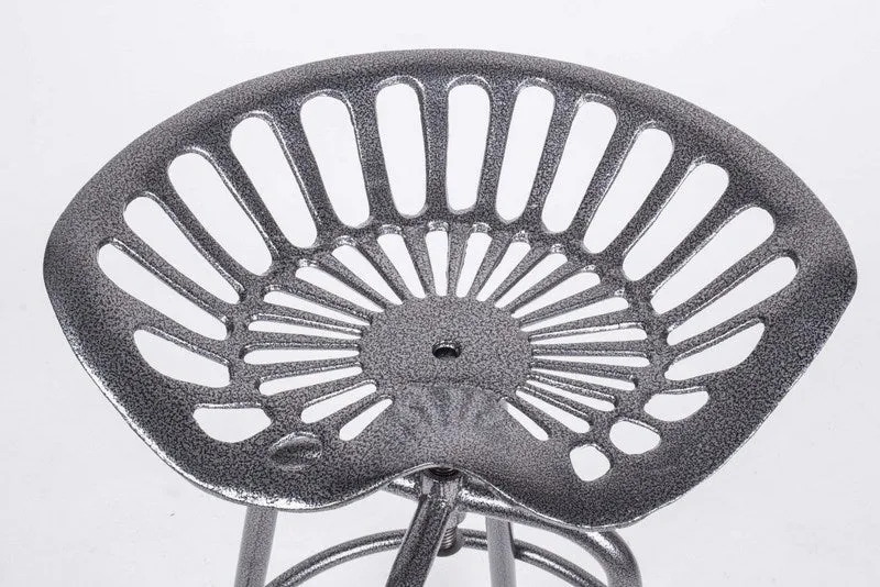 Barstuhl Metall grau Traktorsitz, Barhocker grau Metall